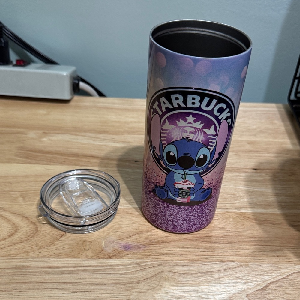 Lavender Disney Stitch/Starbucks Crossover Tumbler with Character Design